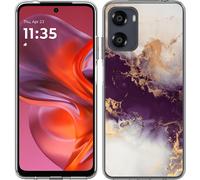 Cazy Housse adaptée au Motorola Moto G05 Housse silicone - Violet Or Marbre