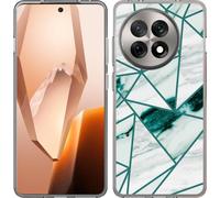 Cazy Housse adaptée au OnePlus 13R Housse en silicone Polygon-Marbre-Vert
