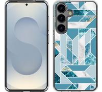 Cazy Housse adaptée au Samsung Galaxy S25 Housse en silicone - Motif marbre bleu