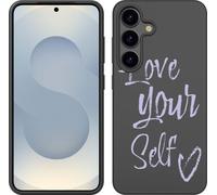 Cazy Housse adaptée au Samsung Galaxy S25 Housse silicone Noir - Aime-toi toi-même