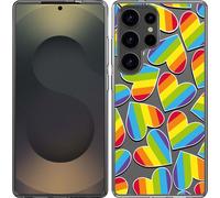 Cazy Housse adaptée au Samsung Galaxy S25 Ultra Housse en silicone - Cœurs arc-en-ciel