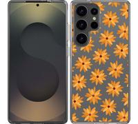 Cazy Housse adaptée au Samsung Galaxy S25 Ultra Housse en silicone - Fleurs orange