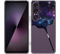Cazy Housse adaptée au Sony Xperia 1 VII Housse en silicone - Baguette magique galaxie