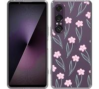 Cazy Housse adaptée au Sony Xperia 1 VII Housse en silicone - Fleurs roses