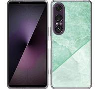 Cazy Housse adaptée au Sony Xperia 1 VII Housse en silicone - Marbre vert