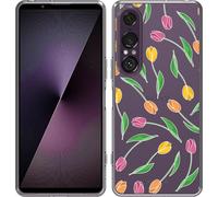 Cazy Housse adaptée au Sony Xperia 1 VII Housse en silicone - Tulipes