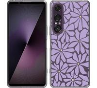 Cazy Housse adaptée au Sony Xperia 1 VII Housse silicone - Abstrait fleurs pourpres