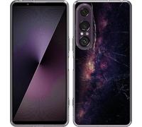Cazy Housse adaptée au Sony Xperia 1 VII Housse silicone - Black Space Marble