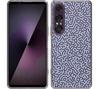Cazy Housse adaptée au Sony Xperia 1 VII Housse silicone - Gribouillis bleu