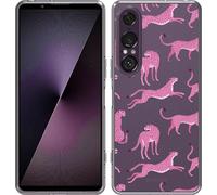Cazy Housse adaptée au Sony Xperia 1 VII Housse silicone - Guépard rose