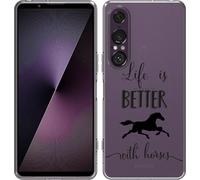 Cazy Housse adaptée au Sony Xperia 1 VII Housse silicone - Life is Better with Horses