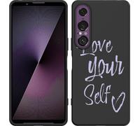 Cazy Housse adaptée au Sony Xperia 1 VII Housse silicone Noir - Aime-toi toi-même