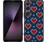 Cazy Housse adaptée au Sony Xperia 1 VII Housse silicone noir - Coeurs tricotés