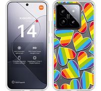 Cazy Housse adaptée au Xiaomi 14 Housse en silicone - Cœurs d'arc-en-ciel