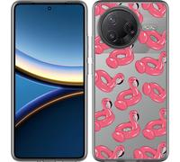Cazy Housse adaptée au Xiaomi Poco F7 Pro Housse en silicone - Flamants roses gonflables