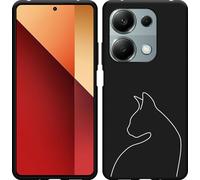 Cazy Housse adaptée au Xiaomi Poco M6 Pro Housse en silicone noir - Contour de chat II