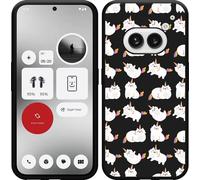 Cazy Housse adaptée pour Nothing Phone (2a) / (2a) Plus Housse silicone Noir - Chat Licorne