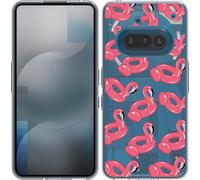 Cazy Housse adaptée pour Nothing Phone (3a) Housse en silicone Flamingos gonflables