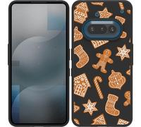 Cazy Housse adaptée pour Nothing Phone (3a) Housse en silicone Noir Biscuit de Noël