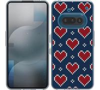 Cazy Housse adaptée pour Nothing Phone (3a) Housse silicone Coeurs tricotés