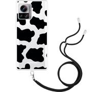 Cazy Housse avec chaîne Compatible avec Motorola Edge 30 Ultra - Taches de vache