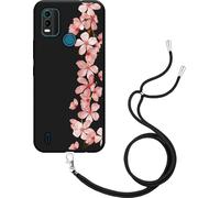 Cazy Housse avec chaîne Compatible avec Nokia C21 Plus - Branche de fleur