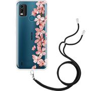 Cazy Housse avec chaîne Compatible avec Nokia C21 Plus - Branche de fleur