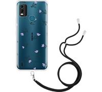 Cazy Housse avec chaîne Compatible avec Nokia C21 Plus - Fleurs lilas