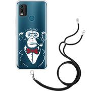 Cazy Housse avec chaîne Compatible avec Nokia C21 Plus - Smoking chimpanzé
