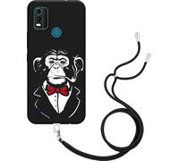 Cazy Housse avec chaîne Compatible avec Nokia C21 Plus - Smoking chimpanzé