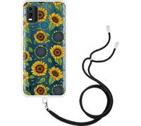 Cazy Housse avec chaîne Compatible avec Nokia C21 Plus - Tournesols