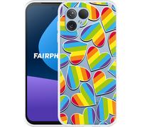 Cazy Housse Compatible avec Fairphone 5 Cœurs d'arc-en-ciel