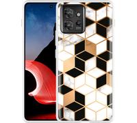 Cazy Housse Compatible avec Motorola ThinkPhone Black White Marble