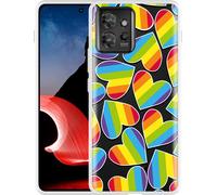 Cazy Housse Compatible avec Motorola ThinkPhone Cœurs d'arc-en-ciel