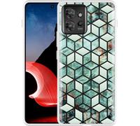 Cazy Housse Compatible avec Motorola ThinkPhone Marbre vert hexagonal