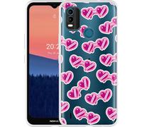 Cazy Housse Compatible avec Nokia C21 Plus - Lunettes de soleil en forme de cœur
