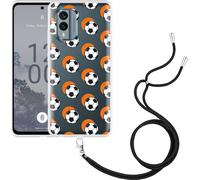 Cazy Housse Compatible avec Nokia X30 Football Ombre Orange