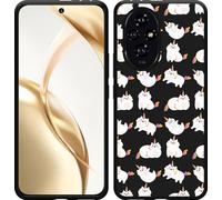Cazy Housse compatible Honor 200 Housse silicone noire - Chat Licorne