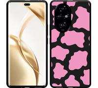 Cazy Housse compatible Honor 200 Pro Housse silicone Noir - Taches de vache roses