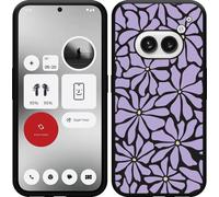 Cazy Housse compatible Nothing Phone (2a) / (2a) Plus Housse silicone Noir - Abstrait Fleurs pourpres