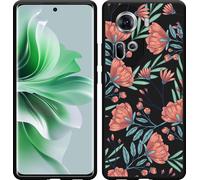 Cazy Housse compatible Oppo Reno11 Housse silicone noir - Roses coquelicots