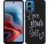 Cazy Housse Noir Compatible avec Motorola Moto G34 S'aimer soi-même