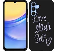 Cazy Housse Noir Compatible avec Samsung Galaxy A15 4G/5G S'aimer soi-même