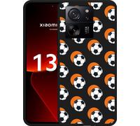 Cazy Housse Noir Compatible avec Xiaomi 13T/13T Pro Football Ombre Orange