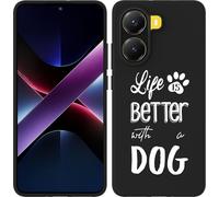 Cazy Housse Noir Compatible avec Xiaomi Poco X7 Pro Life Is Better With a Dog - Blanc
