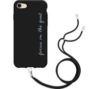 Cazy Housse noire avec chaîne Compatible avec iPhone SE 2020 - Focus On The Good