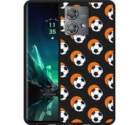 Cazy Housse noire Compatible avec Motorola Edge 40 Neo Football Orange Ombre
