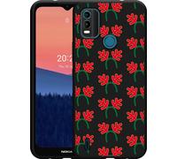 Cazy Housse noire Compatible avec Nokia C21 Plus - Bandeau en bois de cerf