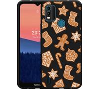 Cazy Housse noire Compatible avec Nokia C21 Plus - Biscuits de Noël