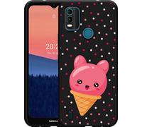 Cazy Housse noire Compatible avec Nokia C21 Plus - Cône de glace